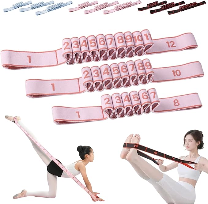 Fitness Resistance Bands, 8/10/12 Loops 3-Piece Set, Fashion Puller Exercise Bands for Yoga, Stretching & Full Body Workouts