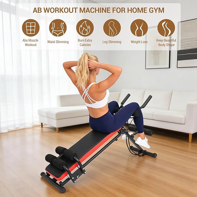 2 in 1 Ab Bench, Adjustable Ab Workout Bench,Exercise Machine Bench Home Gym for Sit-Up,Glider,Push UP, Max Weight Capacity 330 Lbs