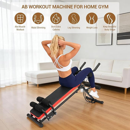 2 in 1 Ab Bench, Adjustable Ab Workout Bench,Exercise Machine Bench Home Gym for Sit-Up,Glider,Push UP, Max Weight Capacity 330 Lbs