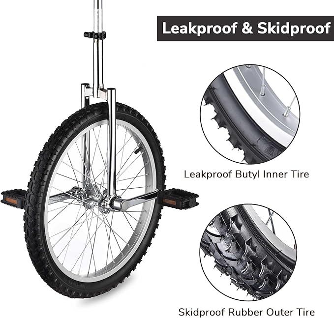 AW 16/18/20/24 Inch Wheel Outdoor Unicycle Adjustable Seat Exercise Bicycle Fit Adults Kids Outdoor Sports Fitness Exercise, for Choice