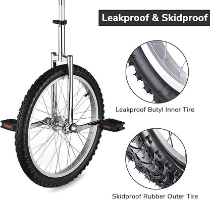 AW 16/18/20/24 Inch Wheel Outdoor Unicycle Adjustable Seat Exercise Bicycle Fit Adults Kids Outdoor Sports Fitness Exercise, for Choice