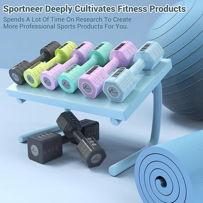 Sportneer Adjustable Dumbbells Hand Weights Set: 4 In 1 Weight Each 2lb 3lb 4lb 5lb Free Weights Dumbbells Set for Women Fast Adjust Dumbbell Set for Men Home Gym Workout Strength Training Exercise