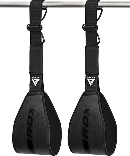 RDX AB Straps for Pull Up Bar Hanging (Pair), Maya Hide Leather, Abdominal Muscle Building Padded Arm Support Slings with D-Ring Strap, Leg Raise Exercise Fitness Workout Strength Training, Men Women