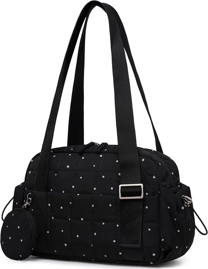CAMTOP Mini Gym Bag for Women, Small Gym Tote Bag Puffy Quilted Sports Duffel Bag with Wet Compartment and Coin Purse Duffel Bags Dance Yoga Workout Bag for Gifts
