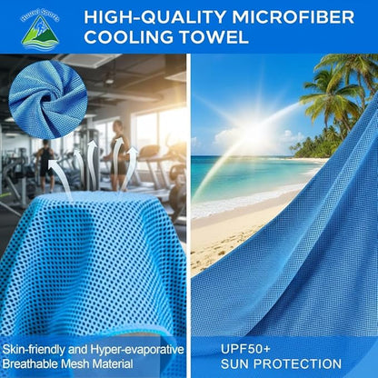 Cooling Towel 4 Pack, 40"x12" Ice Towel for Instant Relief, Microfiber Chilly Towel for Sports, Gym, Running, Yoga, Golf, Camping, Fitness (Mix A)