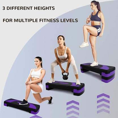 BalanceFrom Aerobic Step Platform Trainer with Adjustable 3-Level Risers, 400 Pound Weight Capacity – Non-Slip Exercise Stepper for Cardio, Strength, and Fitness Workouts, 31", Multiple Colors
