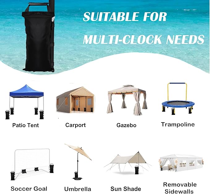 16 Pack (NO Sand) SANWAY 448 LBS Sand Bags for Canopy -Portable and Durable to Secure Tents, Canopies, and Umbrellas at Outdoor Events (Black)