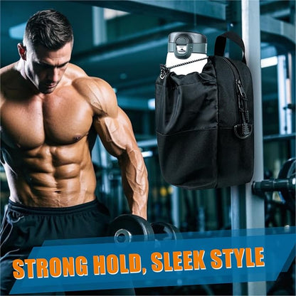 Magnetic Gym Bag with Water Bottle Holder | Magnetic Gym Water Bottle Bag 64oz Capacity | 4 Built-in Magnets & Adjustable Shoulder Strap for Sports Fitness Travel