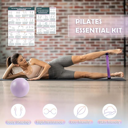 Pilates Ring Set for Women, 12" Pilates Ring and Ball Set with Resistance Bands for Home Workouts, Portable Pilates Kit with Bag & 2 Training Poster for Full Body Exercise