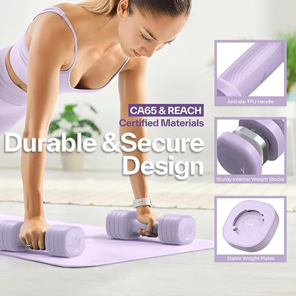 Adjustable Dumbbell Set of 2: Sportneer 4 in 1 Free Weights Dumbbells Set for Women, Hand Weights for Women at Home, Each 2lb 3lb 4lb 5lb Weights with Soft Rubber Handle for Home Gym Exercise Training