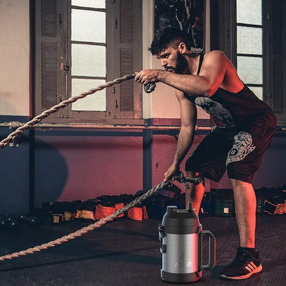 Sports Water Jug - Gallon Water Bottle - Large Insulated Stainless Steel Bottle for Gym, Workouts, Basketball, Football, Soccer - Keep Water Cold for Up To 24 Hours - 108 Ounce (Graphite)
