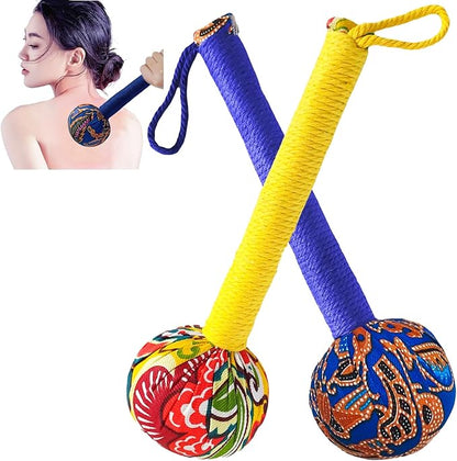 Mugwort Massage Hammer, Back Massager Hammer， Pain Relief Massager for Neck, Back, Shoulder & Body - Handheld Percussion Therapy Tool with US Design Patent,(Blue and Yellow…)