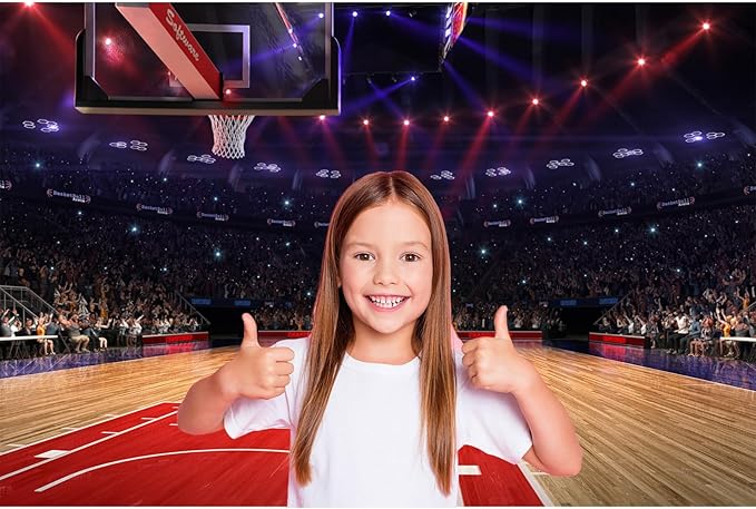 Basketball Backdrop Basketball Court Stadium Stage Photography Background Stadium Lights Fans Sport Arena Background Sports Party Background Basketball Decorations Birthday Banner Props 20x10ft