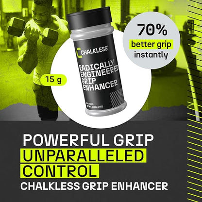 Chalkless Grip Enhancer - Premium Liquid Chalk Alternative & Less Mess Hand Chalk for Weightlifting, Powerlifting, Yoga, Gaming, Climbing, and More, Non-Toxic Long-Lasting & Reliable
