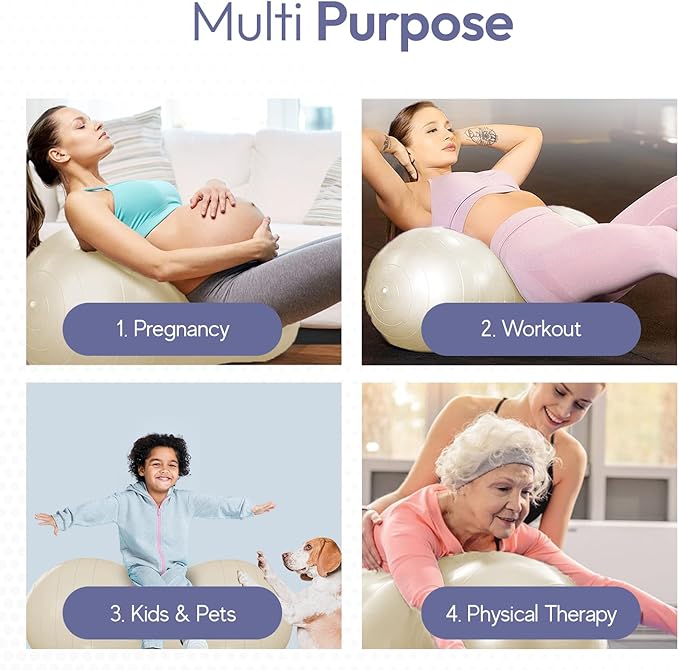 Meex Peanut Ball Labor - Durable and Thick Birthing Ball for Pregnancy - Peanut Ball Pregnancy for Labor - Antiburst Birth Ball - Labor Ball - Peanut Exercise Ball - Pregnancy Ball - Pump Included