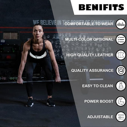9mm Leather Fitness Weight Lifting Belt for Women&Men with 4 Inches Padded Lumbar Support for Power Lifting Workout & Squats Exercise