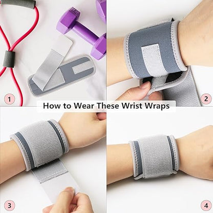AMYONE Wrist Brace, 2 PACK Wrist Wraps for Carpal Tunnel for Men Women, Highly Elastic Wrist Compression Support for Gym/Fitness/Sports/Pain Relief/Weightlifting, Adjustable Wrist Sweatbands Deep Grey