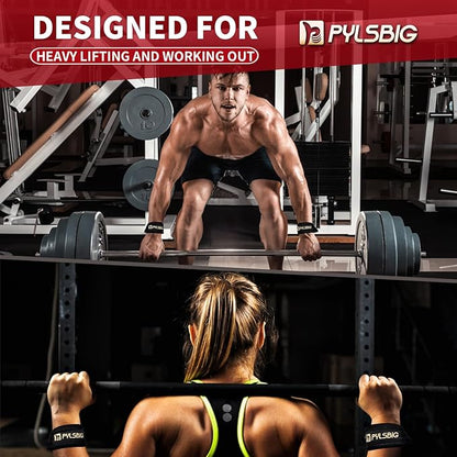 Gym Lifting Straps for Weightlifting, Bodybuilding, Powerlifting & Deadlift - 4mm Padded Neoprene Wraps, Nylon Non-Slip Wave-Shaped Fabric - Extra Wrist Support for Men & Women, 24inch