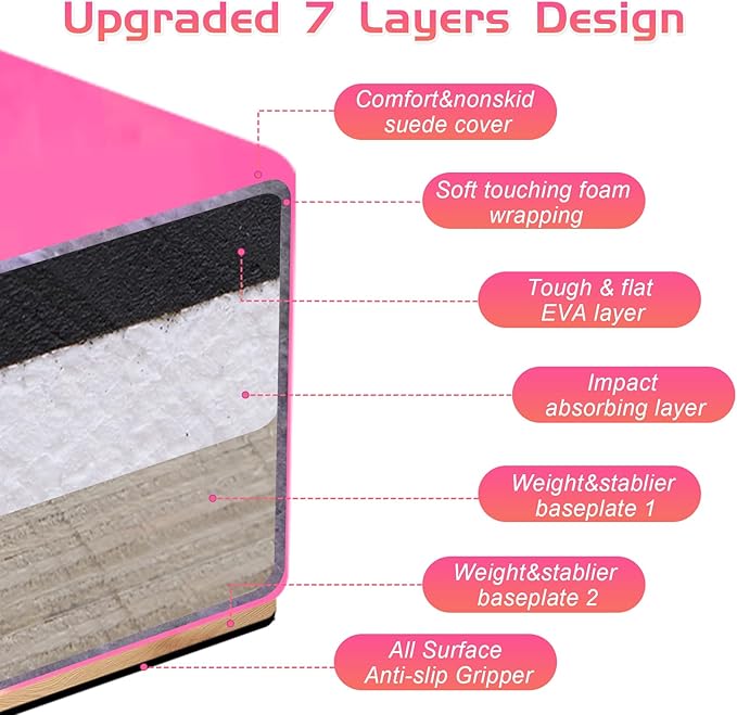 8FT Folding Balance Beam -Gymnastics Floor Beam -Gymnastics Equipment for Kids,Wood core- Anti-Slip Bottom and Carrying Bag for Home
