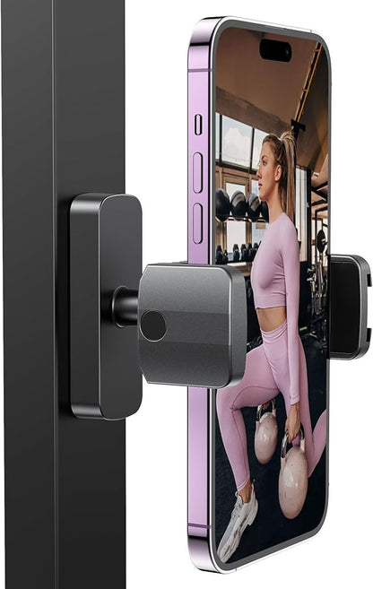 Magnetic Phone Holder for Gym, Magnet Gym Phone Mount w/ 6 x N52 Magnets, Home Workout Gym Accessories for Men Women, Quick Release Clamp, Thick-Case Friendly, Fits 4.7–7" iPhone 17/16/15/14 & Galaxy