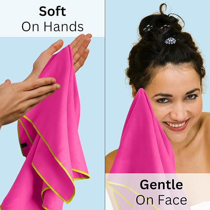 Backpacking Ultralight Quick Dry Microfiber Soft Fast Drying Hand and Face Towel Wash Cloth Camping Yoga Hiking Active Lifestyle Small (Magenta, Medium)