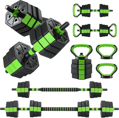 Adjustable Dumbbell Set, 44/66/88Lbs 4-in-1 Free Weights for Home Gym, Converts to Kettlebell & Barbell with Connector, Non-Slip Grip, Ideal for Men & Women Strength Training