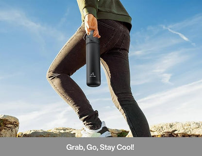 POWCAN 26 oz Insulated Water Bottle with 2-in-1 Straw and Spout Lid, Keep Cold 24H, Leak-Proof, Fits in Car Cup Holder, Stainless Steel Water Bottle for Gift, Gym, Travel and Home (Cerulean Porcelain)