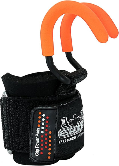 Weight Lifting Rod Hooks Heavy Duty Wrist Wraps Power Weight Lifting Training Gym Grips Straps Set of 2