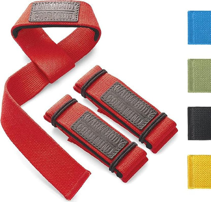 WARM BODY COLD MIND Lasso Lifting Wrist Straps for Cross Training - Rated at 770 lb - Hand Wraps for Olympic Weightlifting, Powerlifting, Weight Lifting, Bodybuilding Strength Deadlift Gym Bar, Cotton