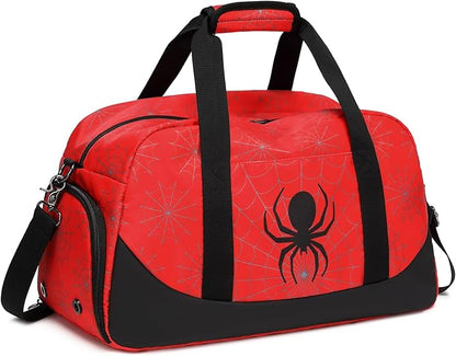 Octsky Kids Sports Gym Bag Boys Girls Overnight Weekend Bag with Shoe Compartment Small Soccer Duffel Football Bag, Red