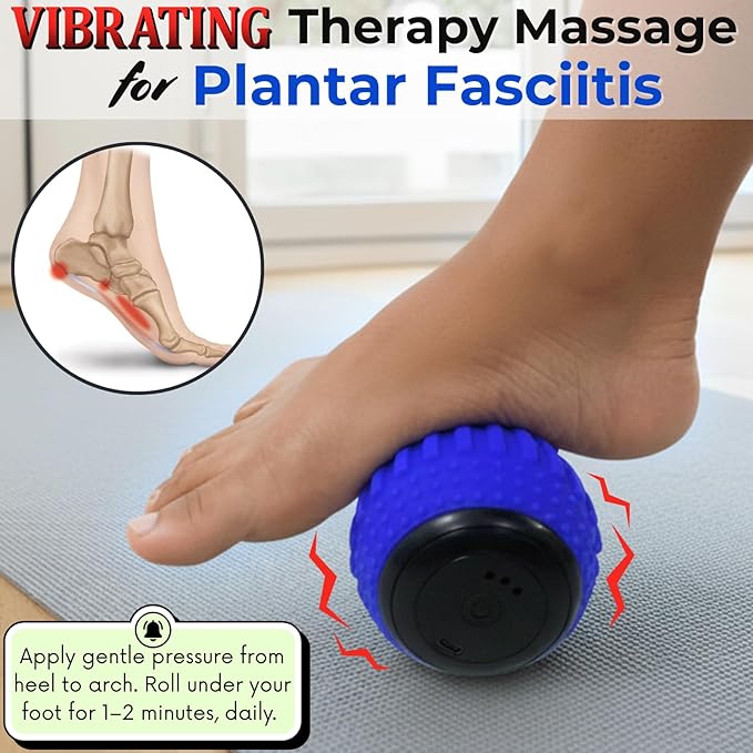 ZeenKind Vibrating Peanut Massage Ball for Plantar Fasciitis, Muscle Pain Relief with 4 Speed, Deep Tissue Therapy for Myofascial Release & Muscle Recovery, Neck Back Foot Roller Massager