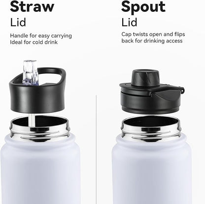 VEGOND 24oz Insulated Stainless Steel Water Bottle with Straw Lid, Double Wall Vacuum Insulated, Ideal for Hiking, Gym, Work, or Home Use, White 8 Pack