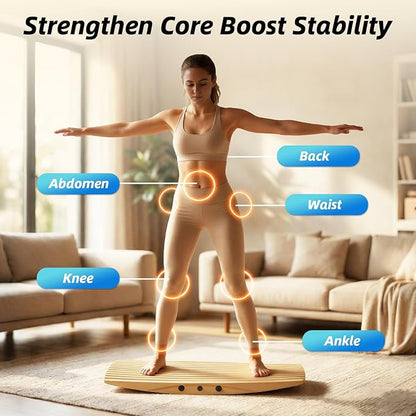 Wooden Balance Board, Non-Slip Wobble Balance Board Trainer for Standing Desk,Core Strength, Surfing, Skateboarding,Rocker Board for Home Gym, Fitness & Indoor Play