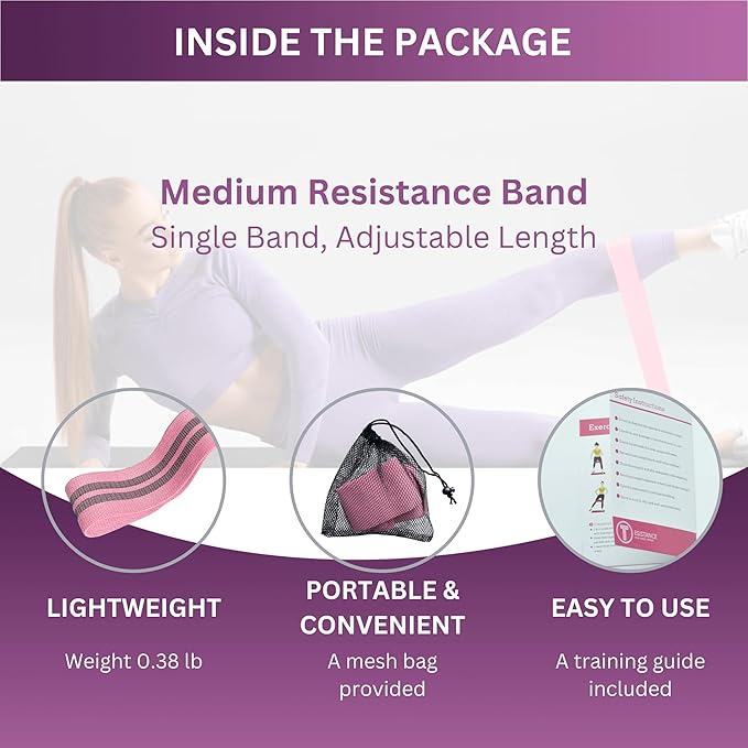 Adjustable Fabric Resistance Bands, Non-Slip Exercise Bands for Men and Women, Perfect Workout Bands for Glutes and Lower Body Training - 1 Pack