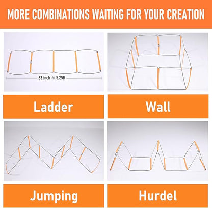 All-in-One Agility Ladder Agility Training Equipment Foldable Instant Set-up Tangle-Free Design 8+4 Rung Speed Ladder Workout Ladder with 12 Soccer Cones & 3 Resistance Band & 1 Storage Bag