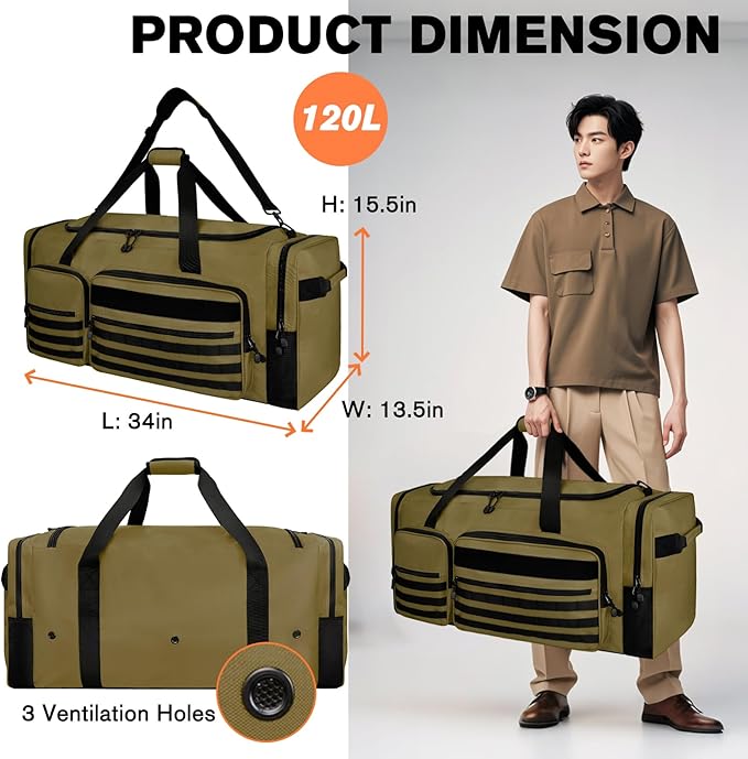 Goloni 130L Heavy Duty Large Duffle Equipment Bag,Catchers Gear Bag with Shoe Compartment,Baseball Duffle Bag