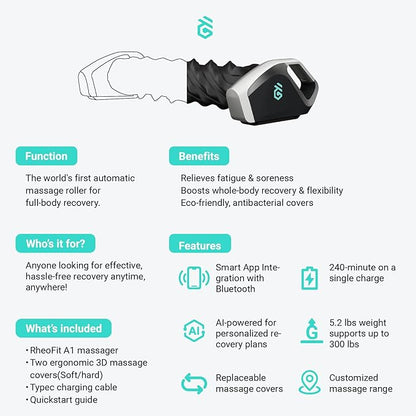 AI-Powered Muscle Recovery Roller – Automatic Deep Tissue Massage, Smart Foam Roller for Pain Relief, Replaceable Pads, Gesture Control, 4-Hour Battery