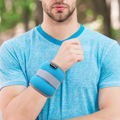 1kg (0.5kg X 2) Sky Blue Ankle and Wrist Weights Adjustable Sandbag Arm Weights for Women Men Fitness Running Training Strength Workout
