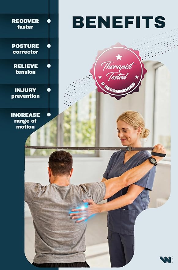 WALUE™ Posture Correction & Shoulder Exerciser – Non-Elastic Stretch Strap for Exercise, Yoga, Flexibility & Physical Therapy