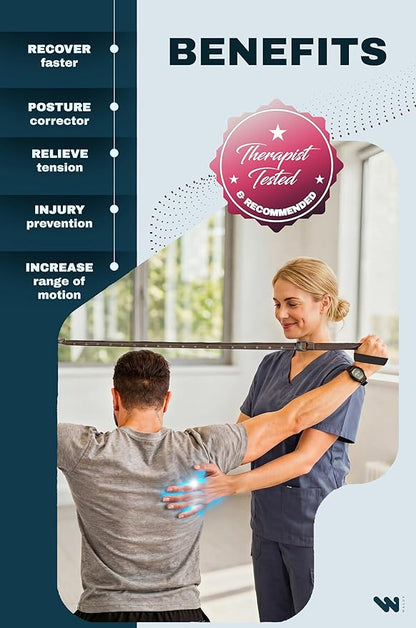 WALUE™ Posture Correction & Shoulder Exerciser – Non-Elastic Stretch Strap for Exercise, Yoga, Flexibility & Physical Therapy