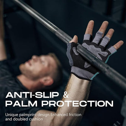 LIFECT Essential Breathable Workout Gloves, Weight Lifting Fingerless Gym Exercise Gloves with Curved Open Back, for Powerlifting, Women and Men