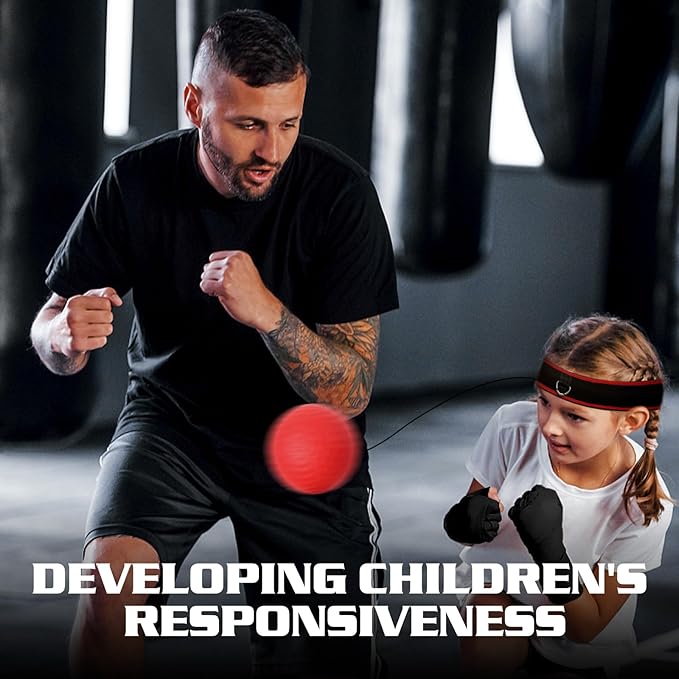 KTEBO® Boxing Reflex Ball Headband Set - Includes 4 Different Balls and 2 Adjustable Headbands for Beginner Proficiency Improvement, Great Boxing Equipment