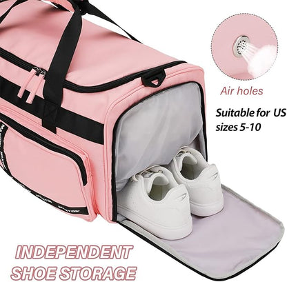 MAXTOP Gym Bag for Women Men Travel Duffle Bag Large Capacity Carry On Weekender Overnight Bag With Shoe Compartment Gym Tote Dry Wet Separation Duffel Bag for Travel