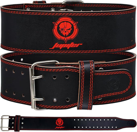 Weight lifting Belt (6mm Thick) - Genuine leather, offering back support. Double-pronged buckle, ideal for weightlifting, powerlifting, squats and deadlifts