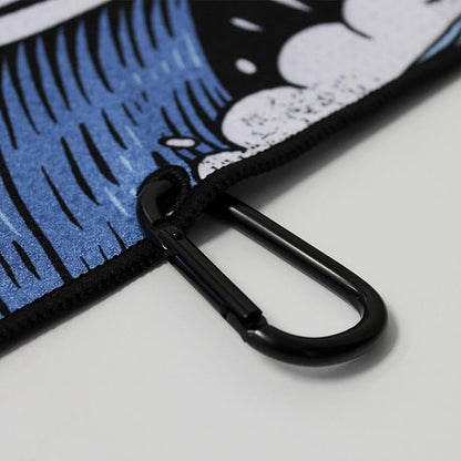 RokFit Gym & Golf Towel – Multi-Use, Quick-Dry, Durable Utility Towel with Bold Graphic and Carabiner Clip (Own The Grind)