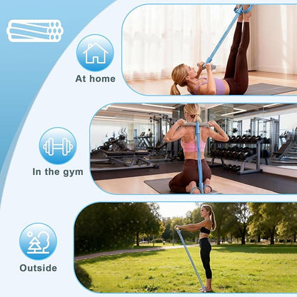 8-Tube Pedal Resistance Band with Handles, Multifunction Foot Pedal Tension Rope Fitness Equipment, Natural Rubber Exercise Puller for Abs, Arms, Waist & Leg Training