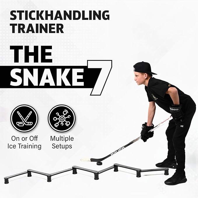 ACE HOCKEY The Snake Trainer - Lightweight Stickhandling Training Tool - Hockey Training Equipment for Puck Control, Reaction Time and Coordination - Portable, Durable and Adjustable
