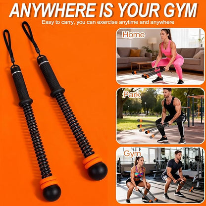 Portable Ropeless Battle Ropes - Adjustable Weights Cordless Battle Ropes for Home Gym with Training Poster & Storage Bag - Workout Exercise Battle Rope for Low-Impact Workout, HIIT & Cardio - Black