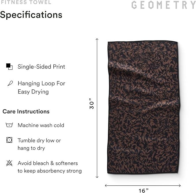 GEOMETRY Double-Sided Gym Towel for Working Out - Compact & Quick Dry, Super Absorbent Microfiber Sweat Towel - Premium Microfiber for Gym - Zig, 16" x 30", 1 Piece
