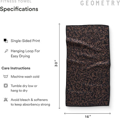 GEOMETRY Double-Sided Gym Towel for Working Out - Compact & Quick Dry, Super Absorbent Microfiber Sweat Towel - Premium Microfiber for Gym - Zig, 16" x 30", 1 Piece